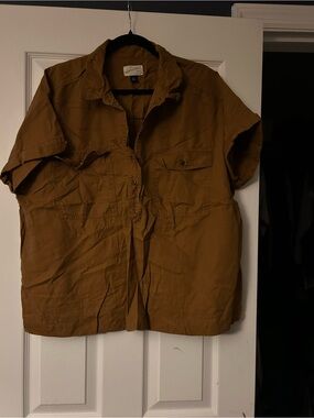 Universal Thread Casual Short-Sleeve Button Shirt - Brown